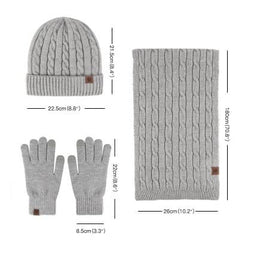 Women's Knit Hat Scarf & Touchscreen Gloves Set