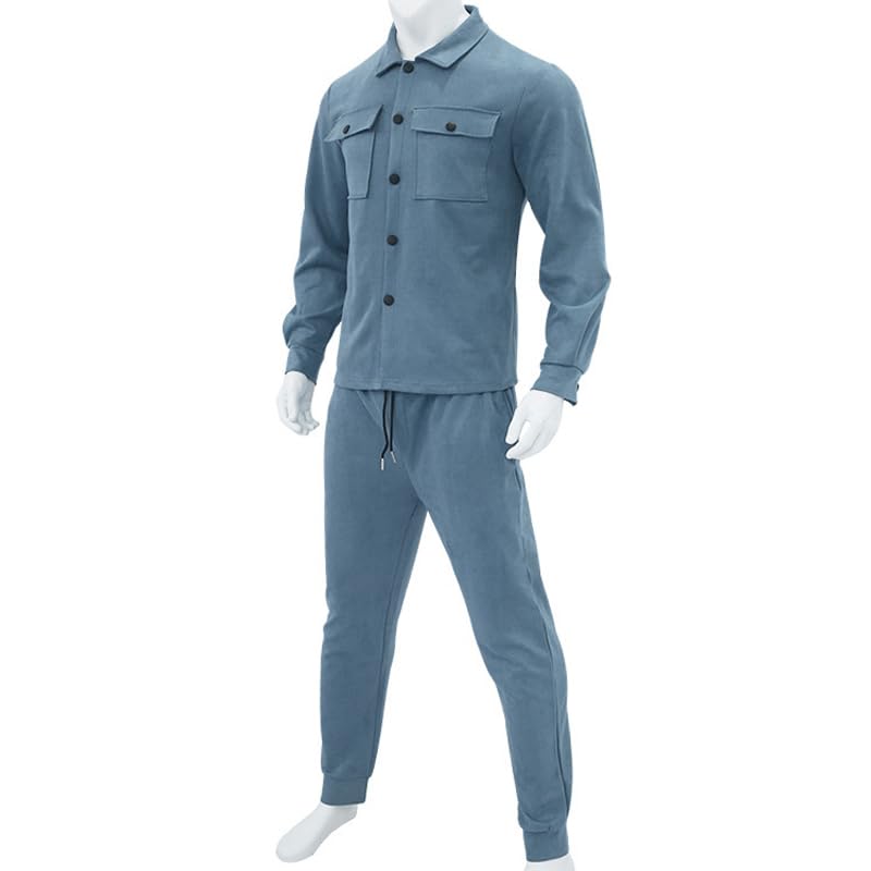 Men's Suede Shirt Jacket & Jogger Pants 2-Piece Set