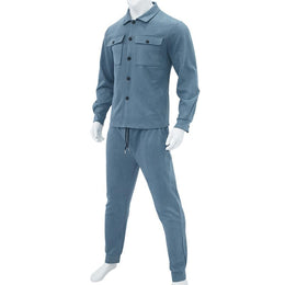 Men's Suede Shirt Jacket & Jogger Pants 2-Piece Set