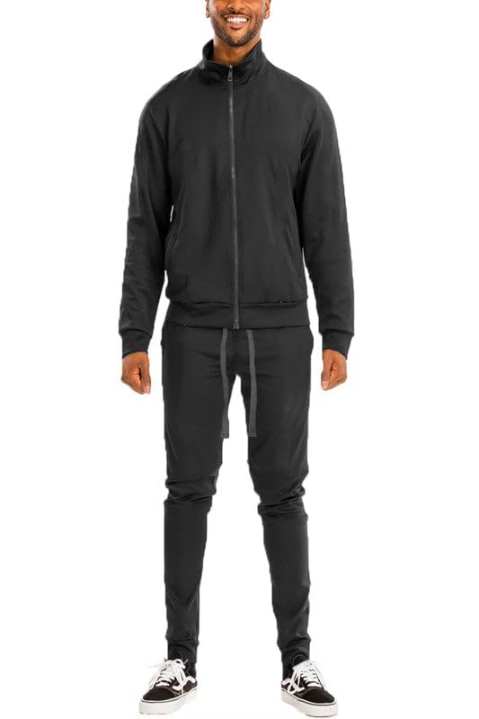 Essential Mens Activewear: Black Track Jacket & Pants Set – VacationGrabs