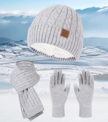 Women's Knit Hat Scarf & Touchscreen Gloves Set