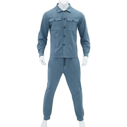 Men's Suede Shirt Jacket & Jogger Pants 2-Piece Set