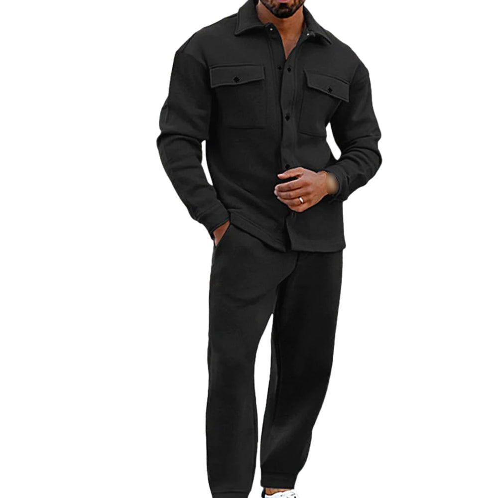 Men's Suede Shirt Jacket & Jogger Pants 2-Piece Set