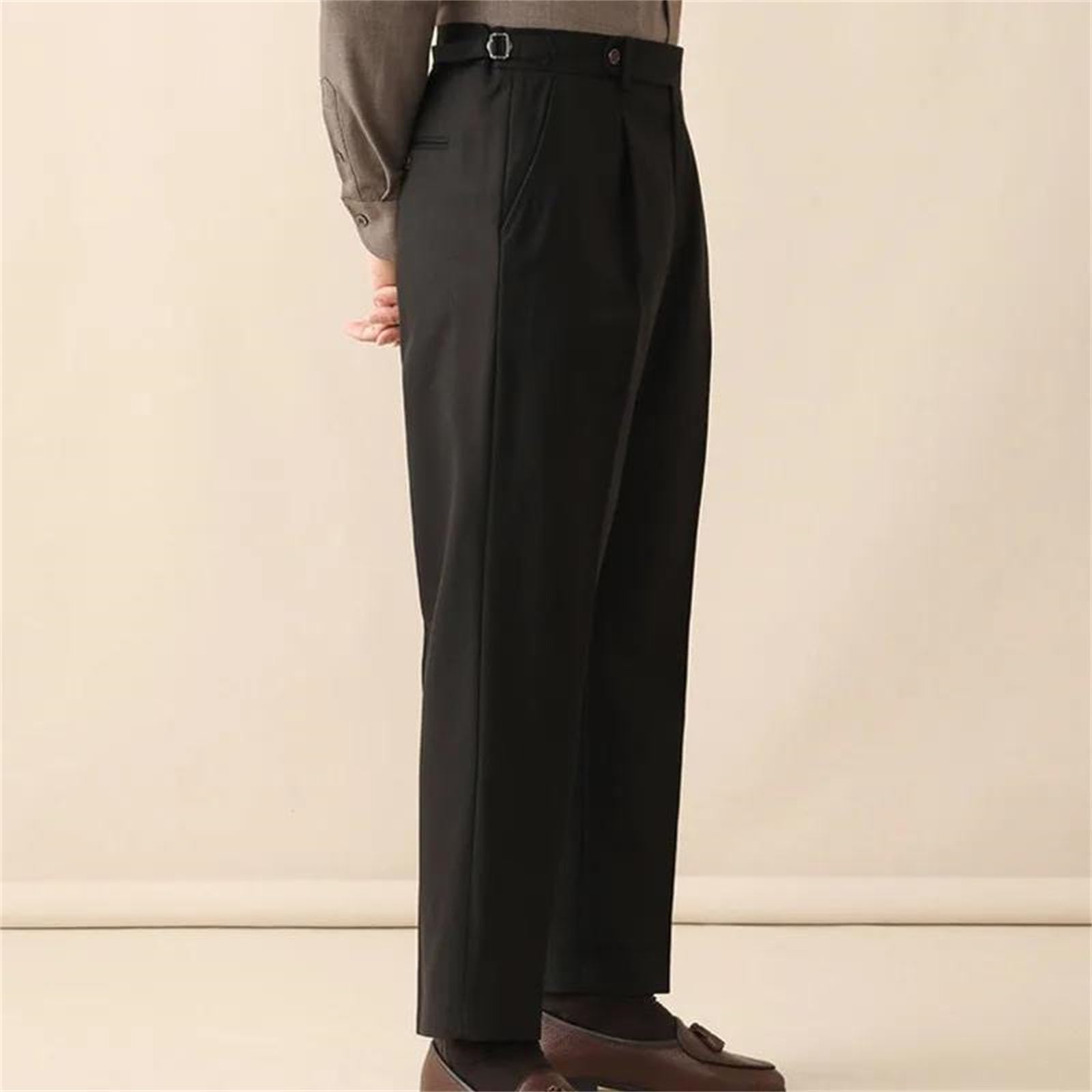 Men's Wool Formal Dress Pants Straight Fit Trousers