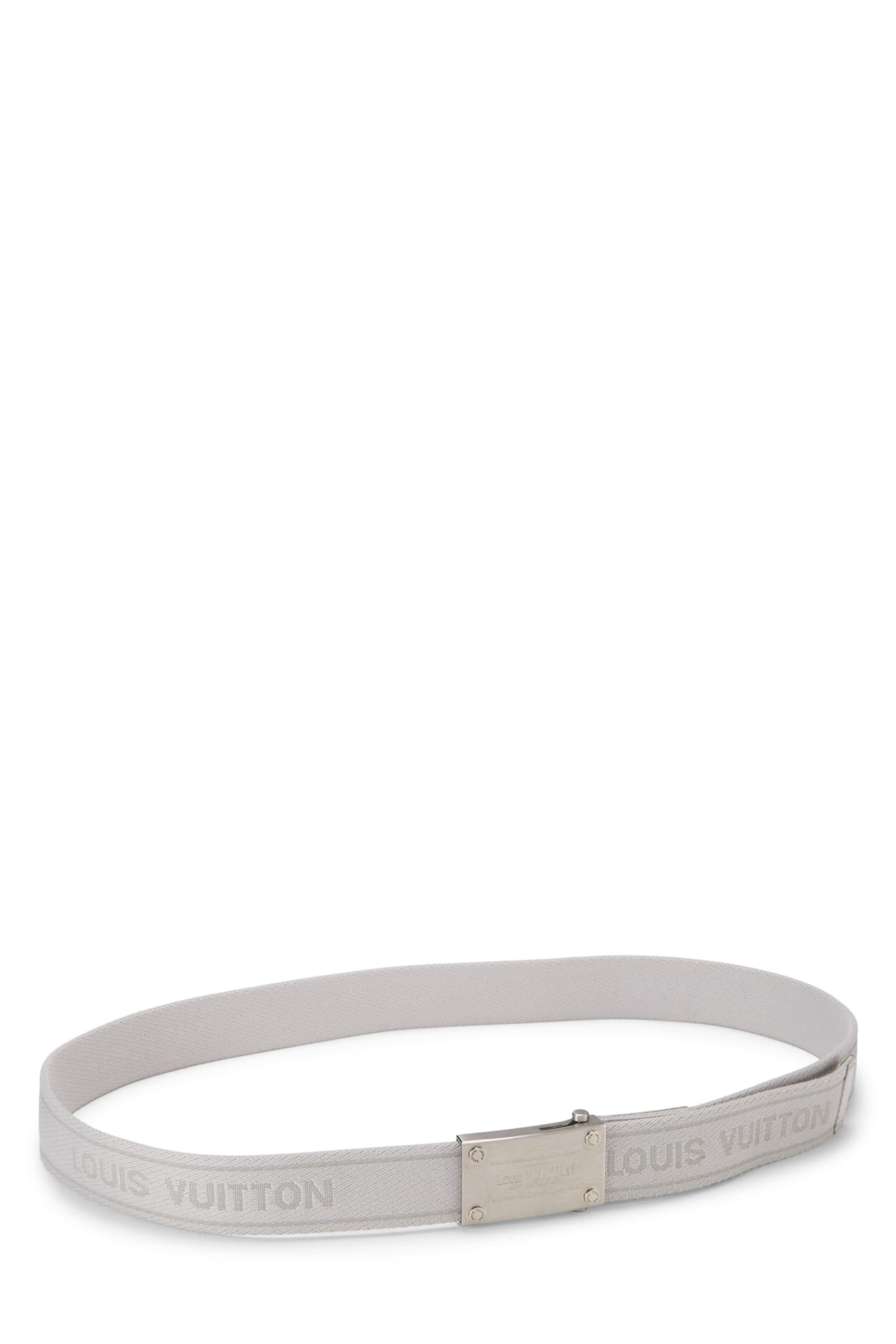 Louis Vuitton, Pre-loved Grey Canvas Bengal Belt 100, Grey