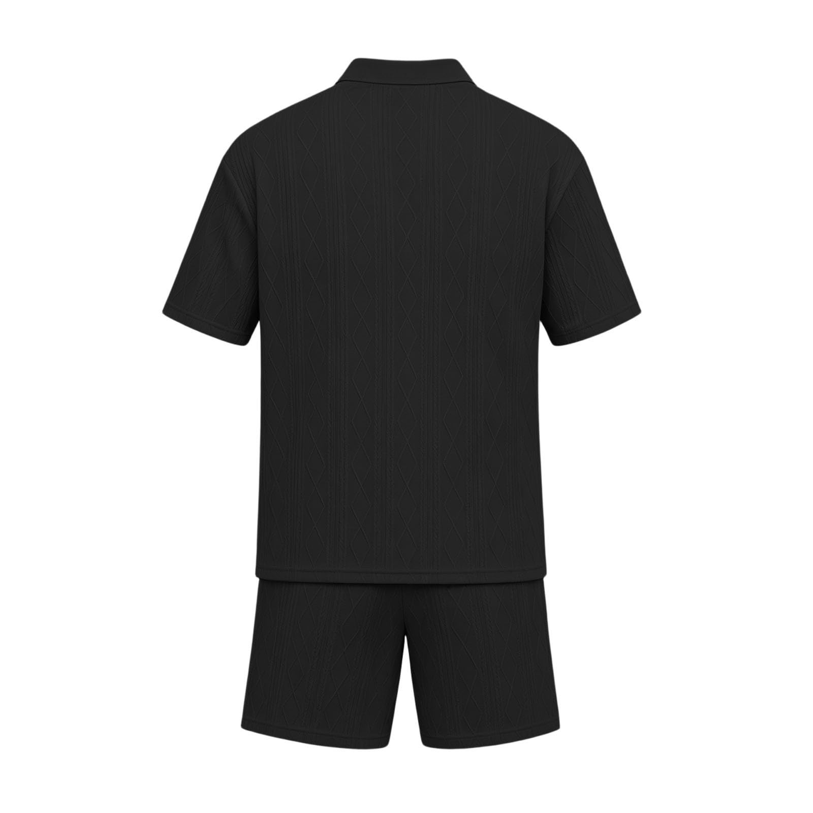 Men's Half Zip Polo Shirt & Shorts 2-Piece Set