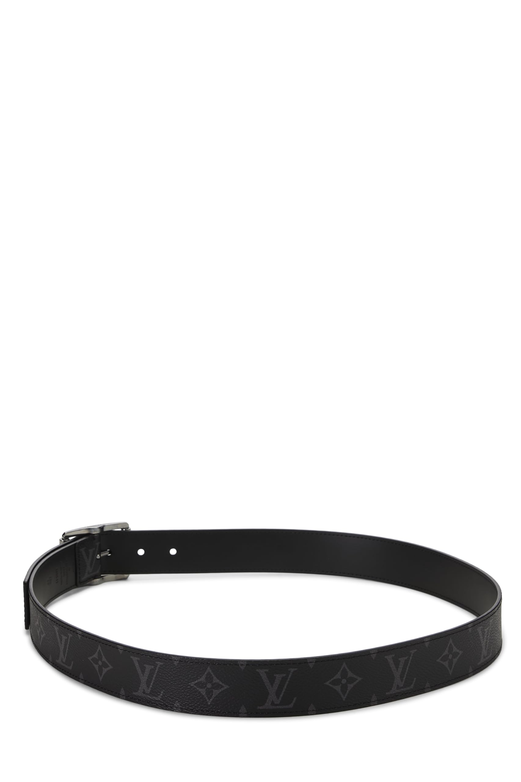 Louis Vuitton, Pre-loved Black Monogram Eclipse Reverso Belt 100, Black
