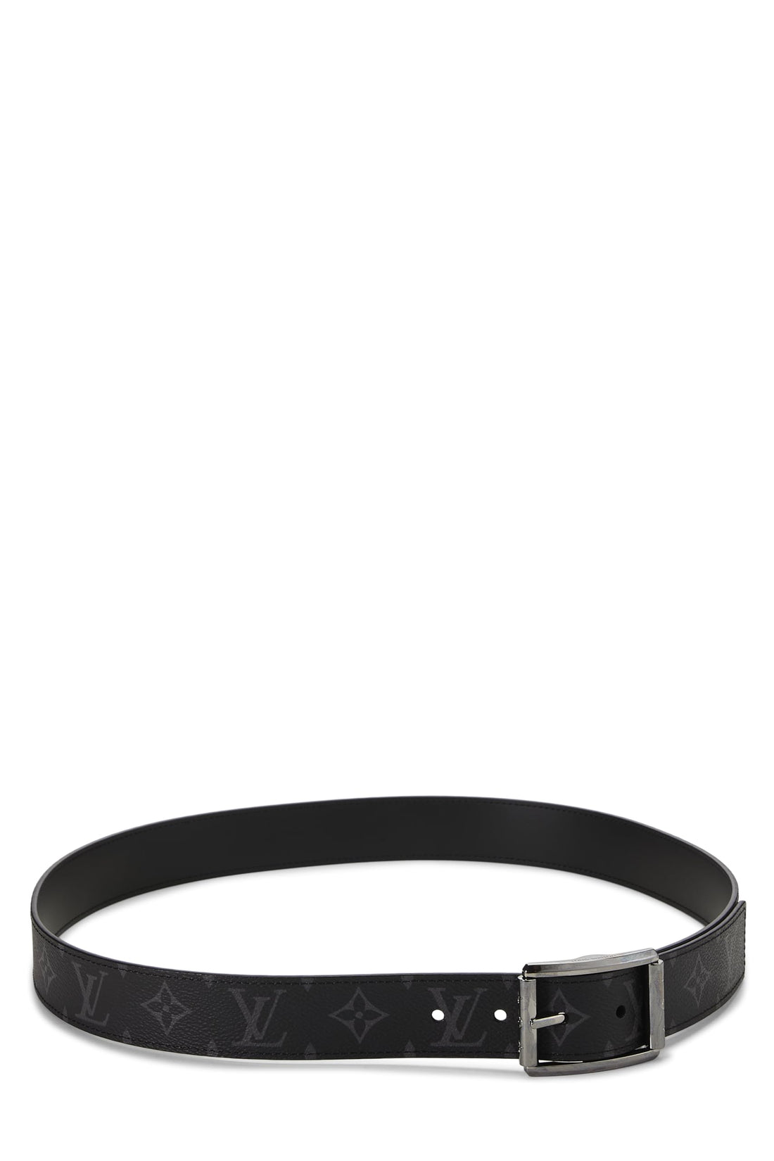 Louis Vuitton, Pre-loved Black Monogram Eclipse Reverso Belt 100, Black