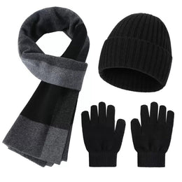 JSEIAJB Three Piece Set For Men's Winter Thickened Warm Gift Set Wool Scarf Hat Glove