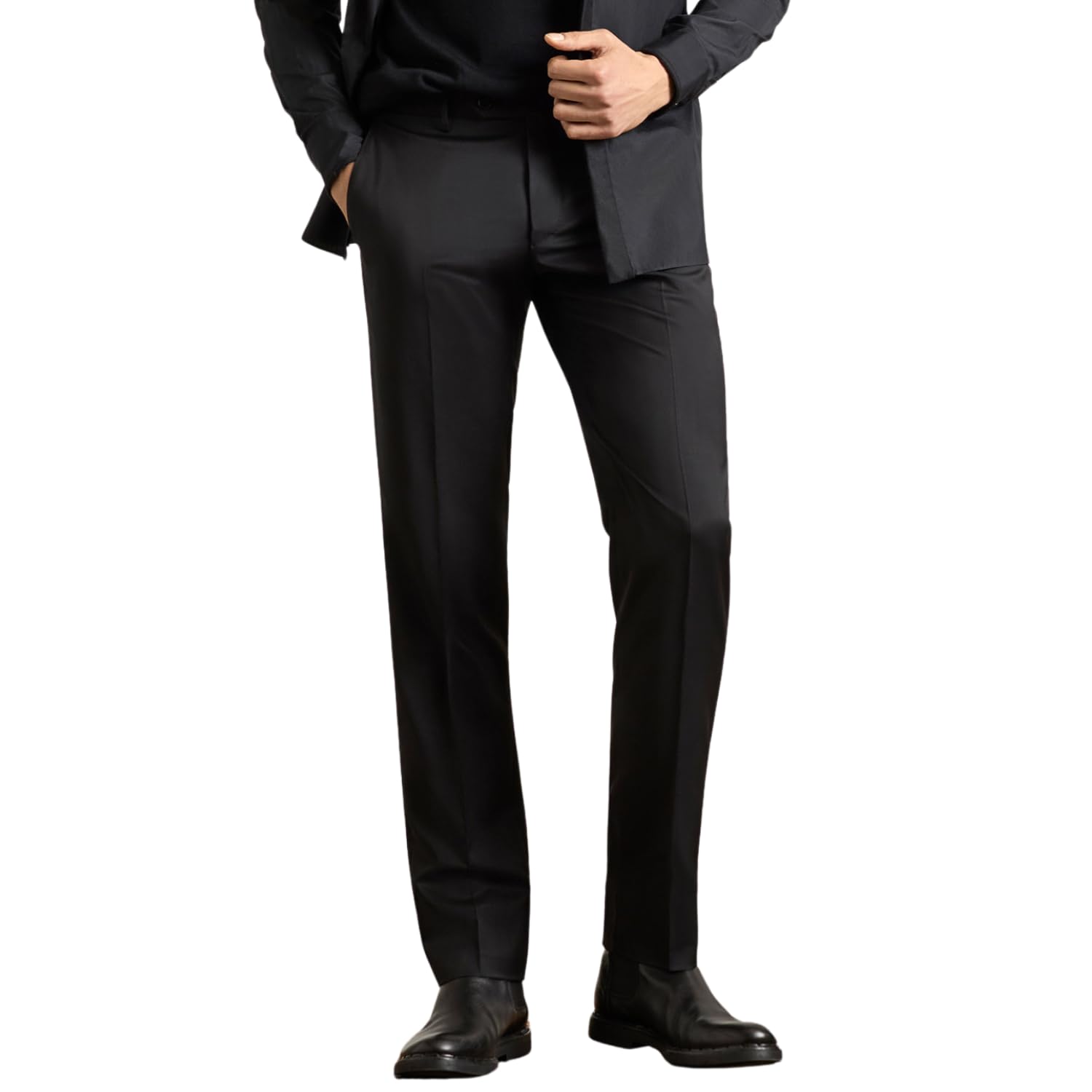 Men's Italian Wool Dress Pants Tailored Trousers
