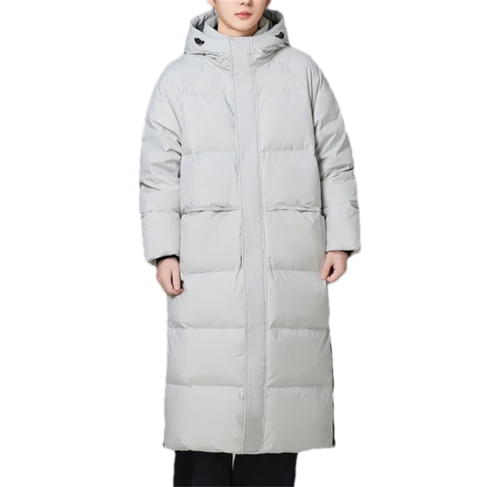 Men's Long Duck Down Padded Jacket - Casual Warm Puffer Parka Jacket For Winter
