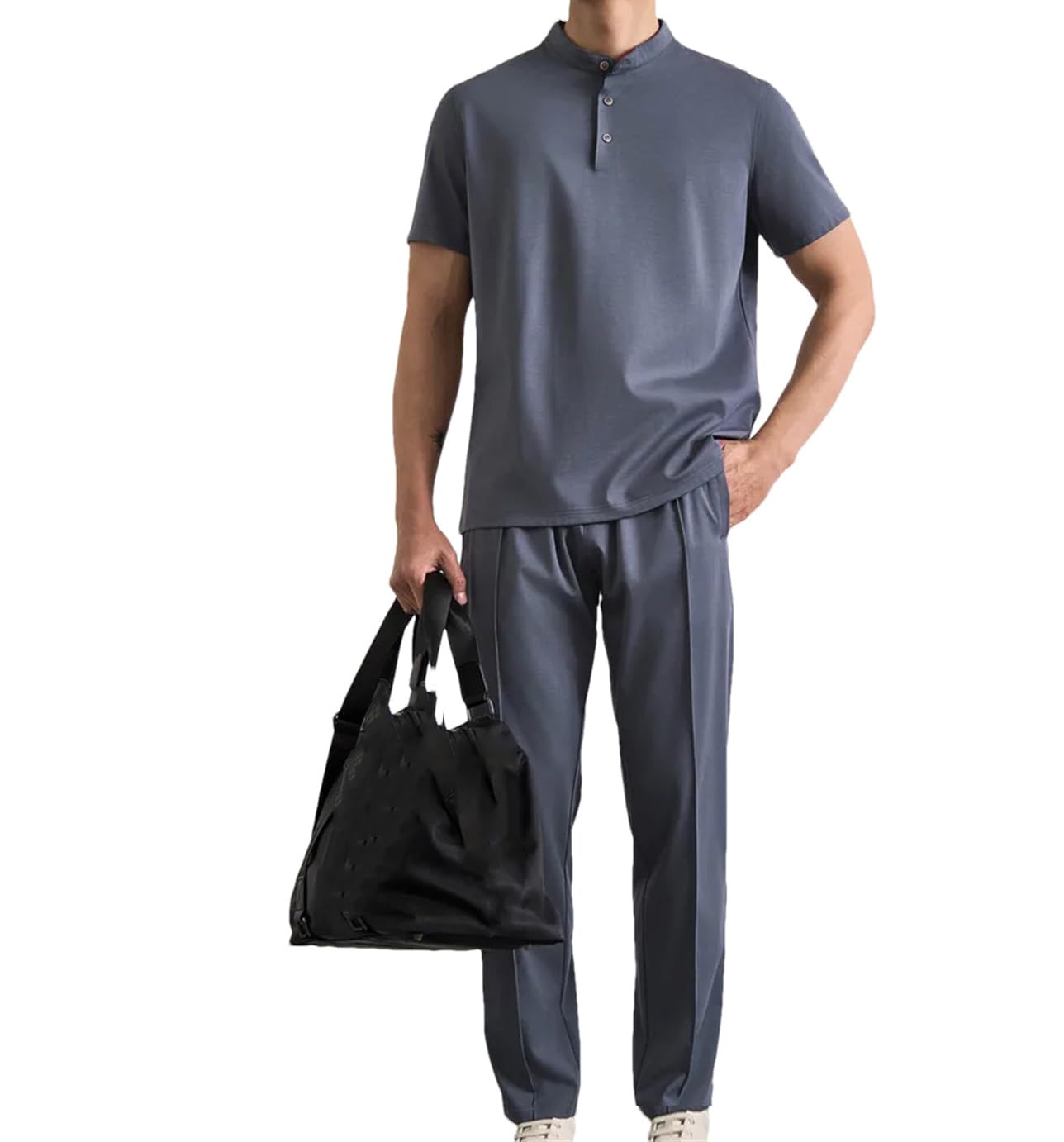 Men's Ice Silk Short Sleeve T-Shirt & Drawstring Shorts Set