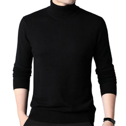 Men Thickening Knitted Sweaters Turtleneck Collar Pullover Solid Casual Knitwear