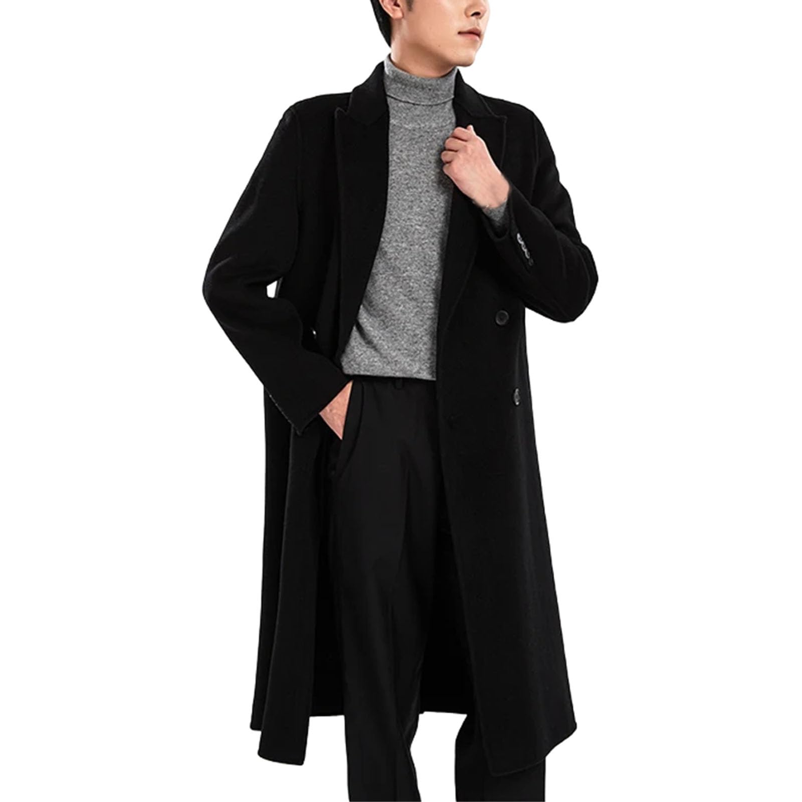 Men's Wool Blend Pea Coat Winter Jacket