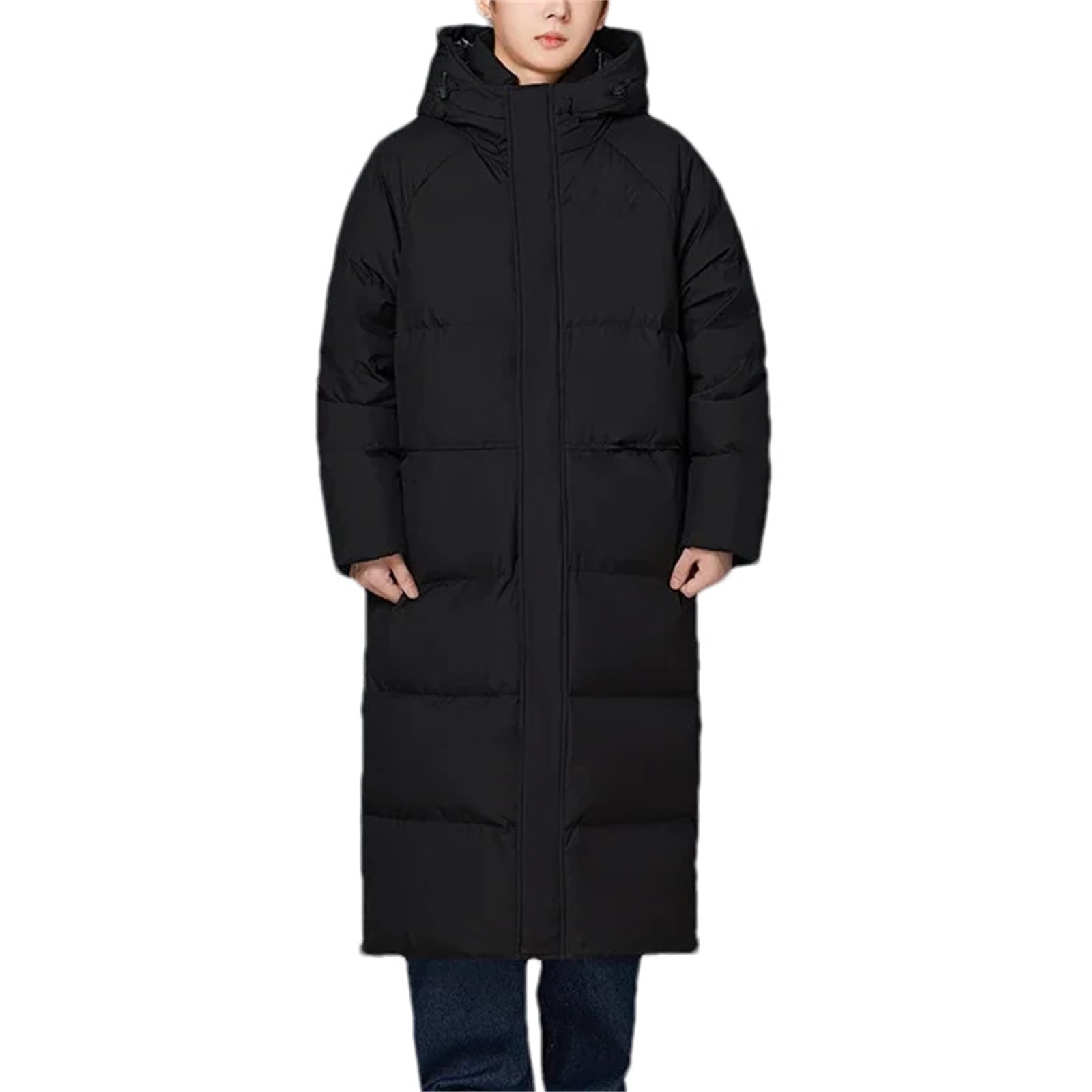 Men's Long Duck Down Padded Jacket - Casual Warm Puffer Parka Jacket For Winter