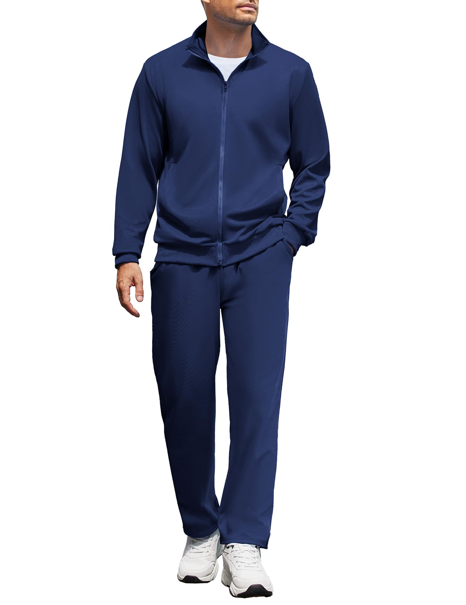 Men's Full Zip Athletic Tracksuit 2-Piece Set