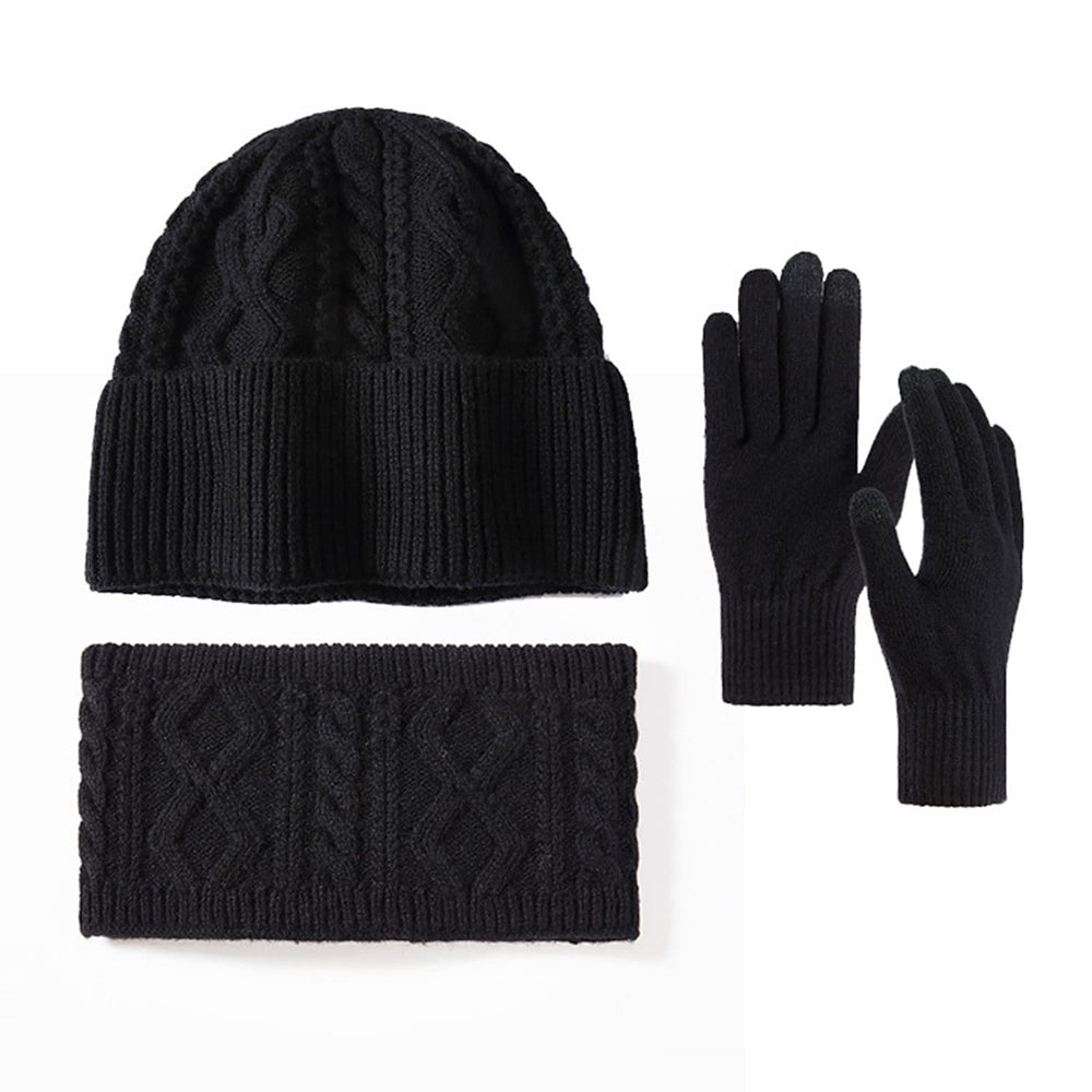 Women's Beanie Hat Scarf & Touchscreen Gloves Set