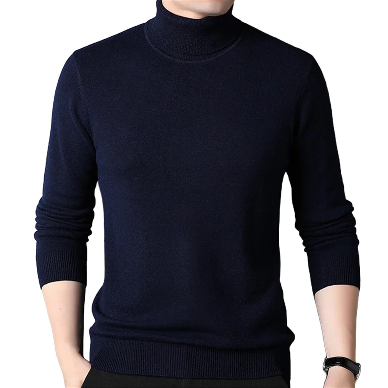 Men Thickening Knitted Sweaters Turtleneck Collar Pullover Solid Casual Knitwear