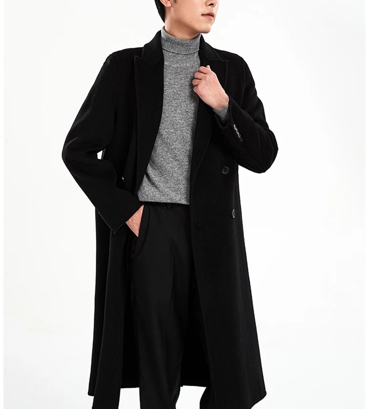Men's Wool Blend Pea Coat Winter Jacket