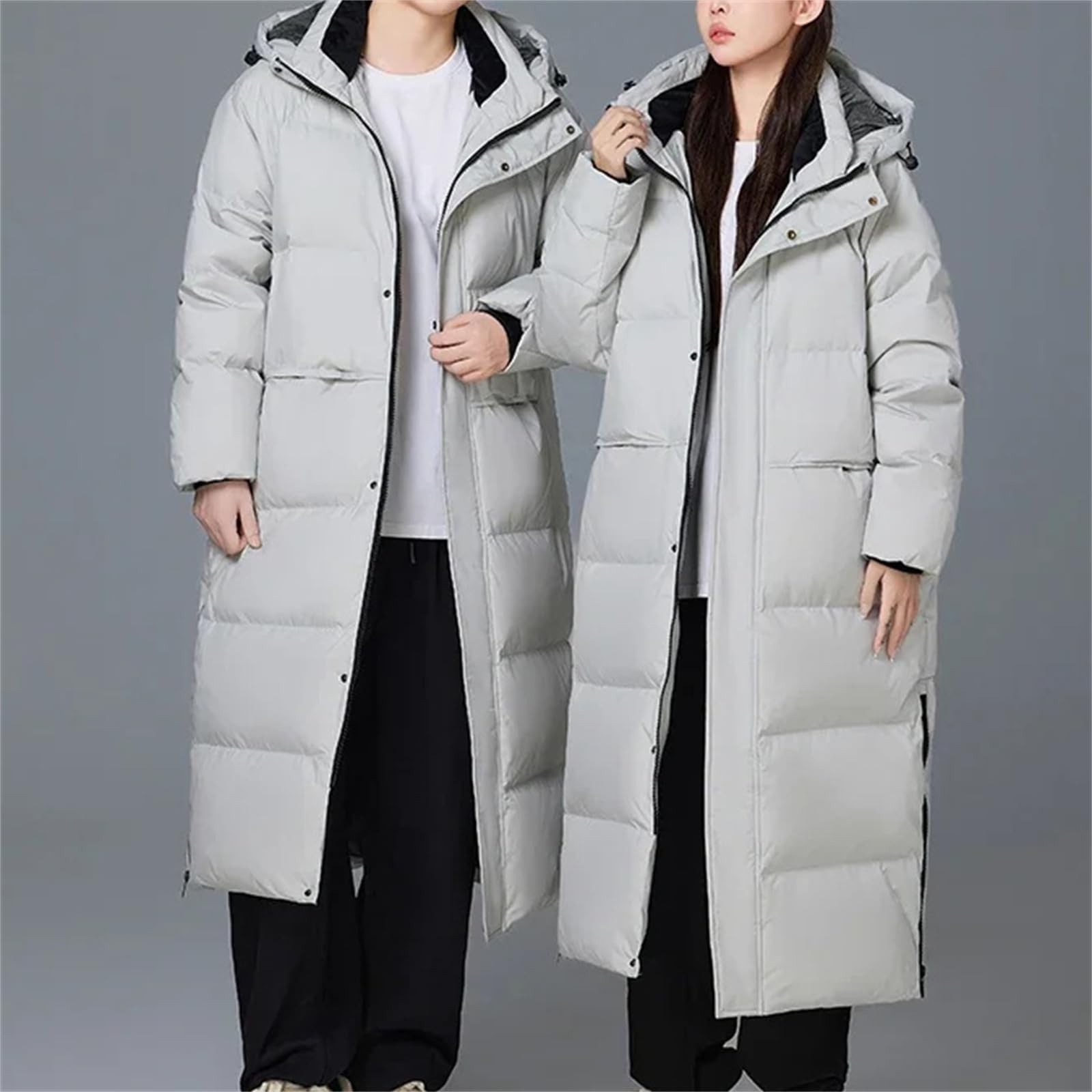 Men's Long Duck Down Padded Jacket - Casual Warm Puffer Parka Jacket For Winter