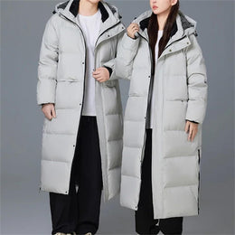 Men's Long Duck Down Padded Jacket - Casual Warm Puffer Parka Jacket For Winter
