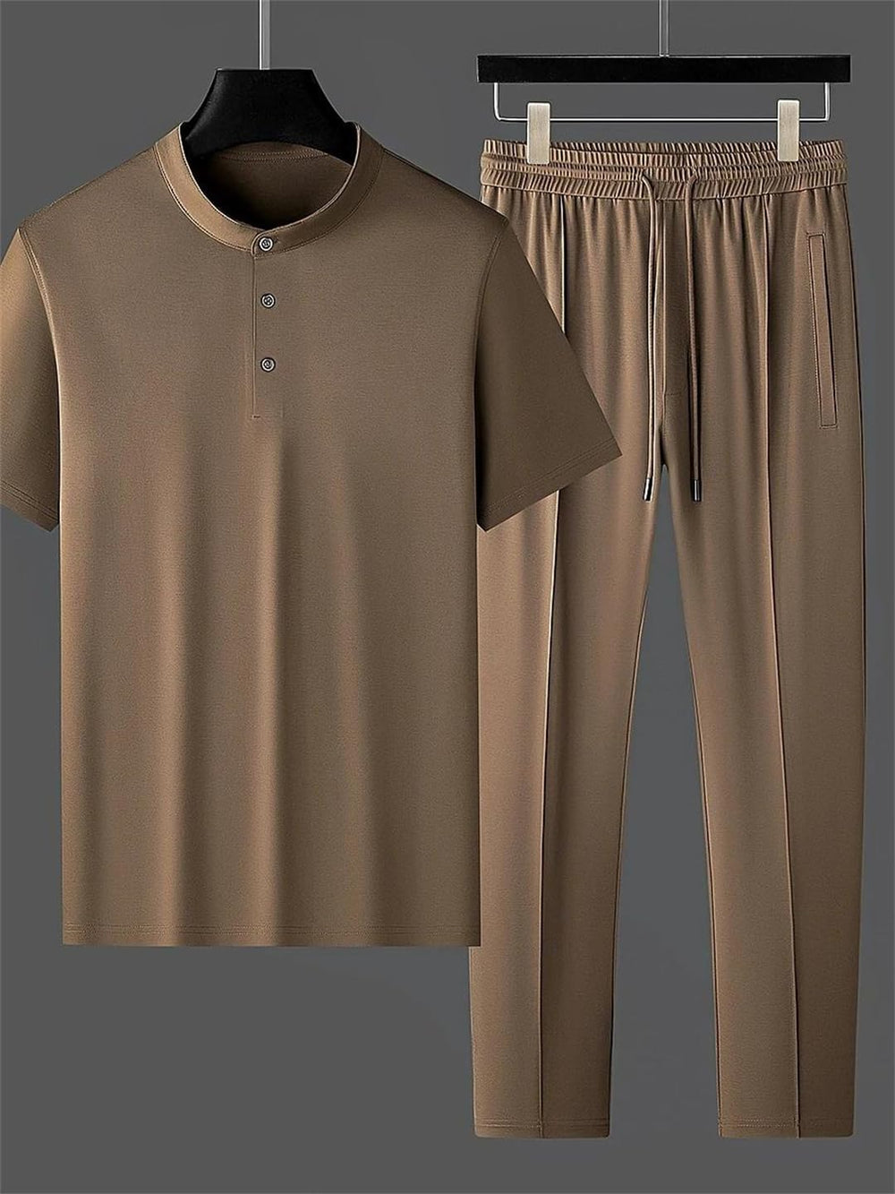 Men's Ice Silk Short Sleeve T-Shirt & Drawstring Shorts Set