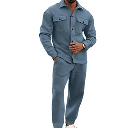Men's Suede Shirt Jacket & Jogger Pants 2-Piece Set