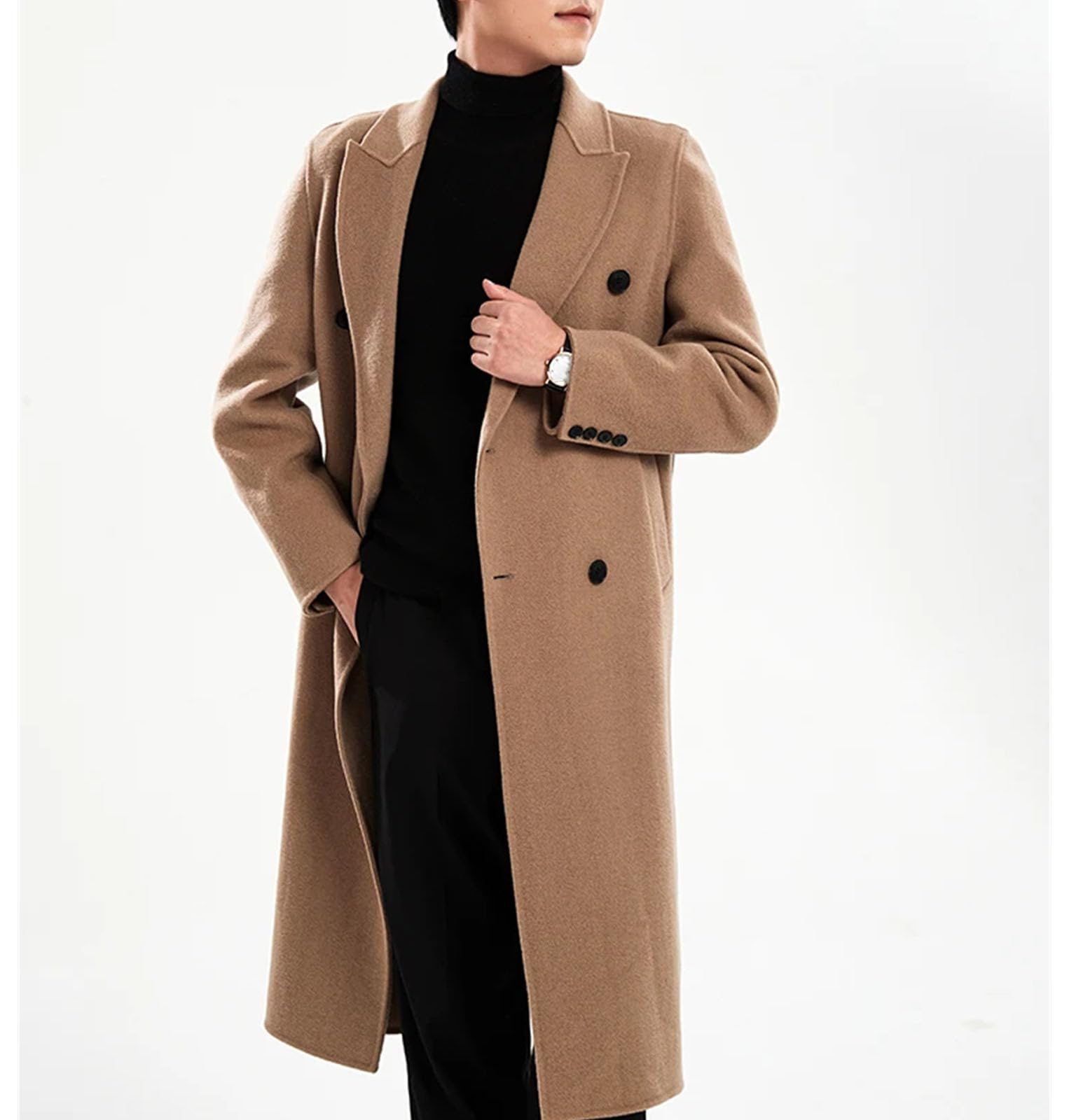 Men's Wool Blend Pea Coat Winter Jacket