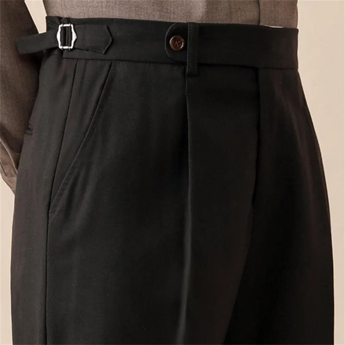 Men's Wool Formal Dress Pants Straight Fit Trousers