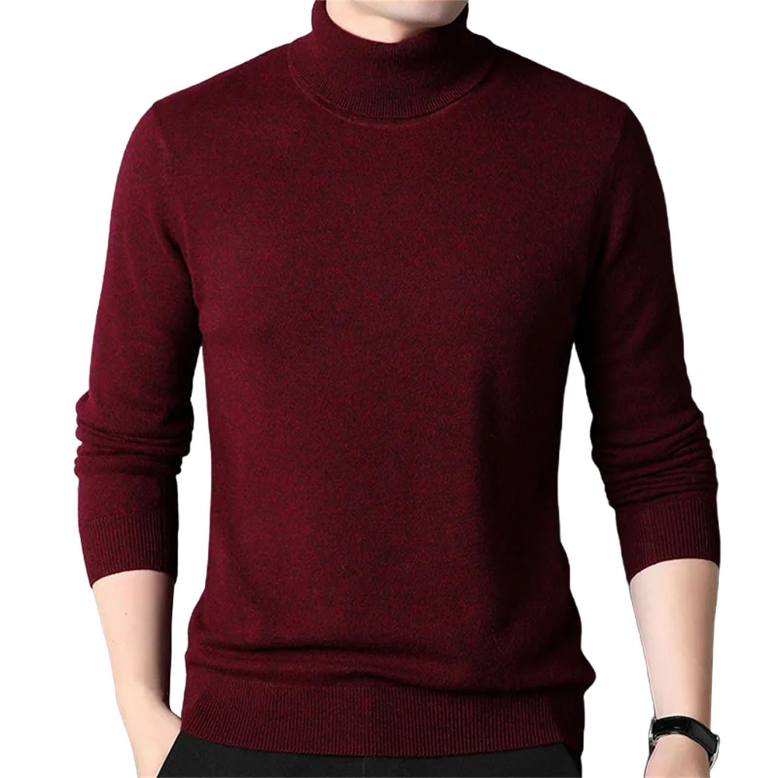 Men Thickening Knitted Sweaters Turtleneck Collar Pullover Solid Casual Knitwear