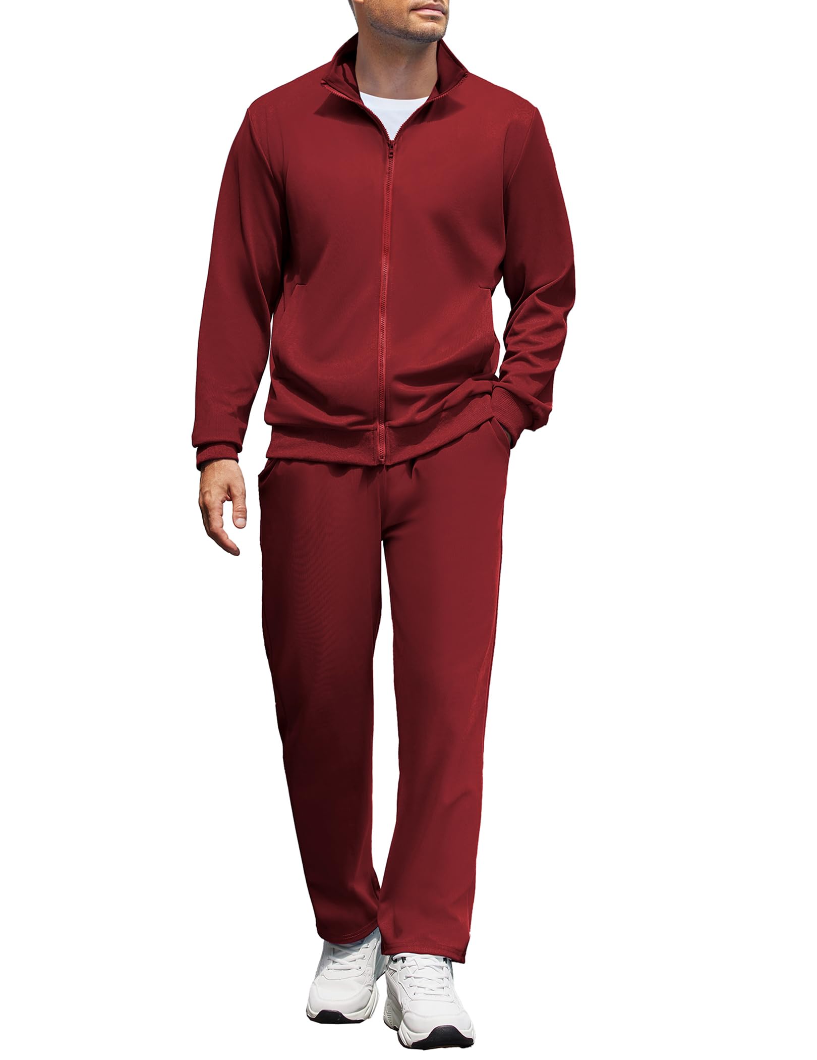 Men's Full Zip Athletic Tracksuit 2-Piece Set