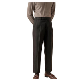 Men's Wool Formal Dress Pants Straight Fit Trousers
