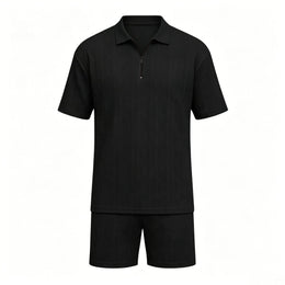 Men's Half Zip Polo Shirt & Shorts 2-Piece Set