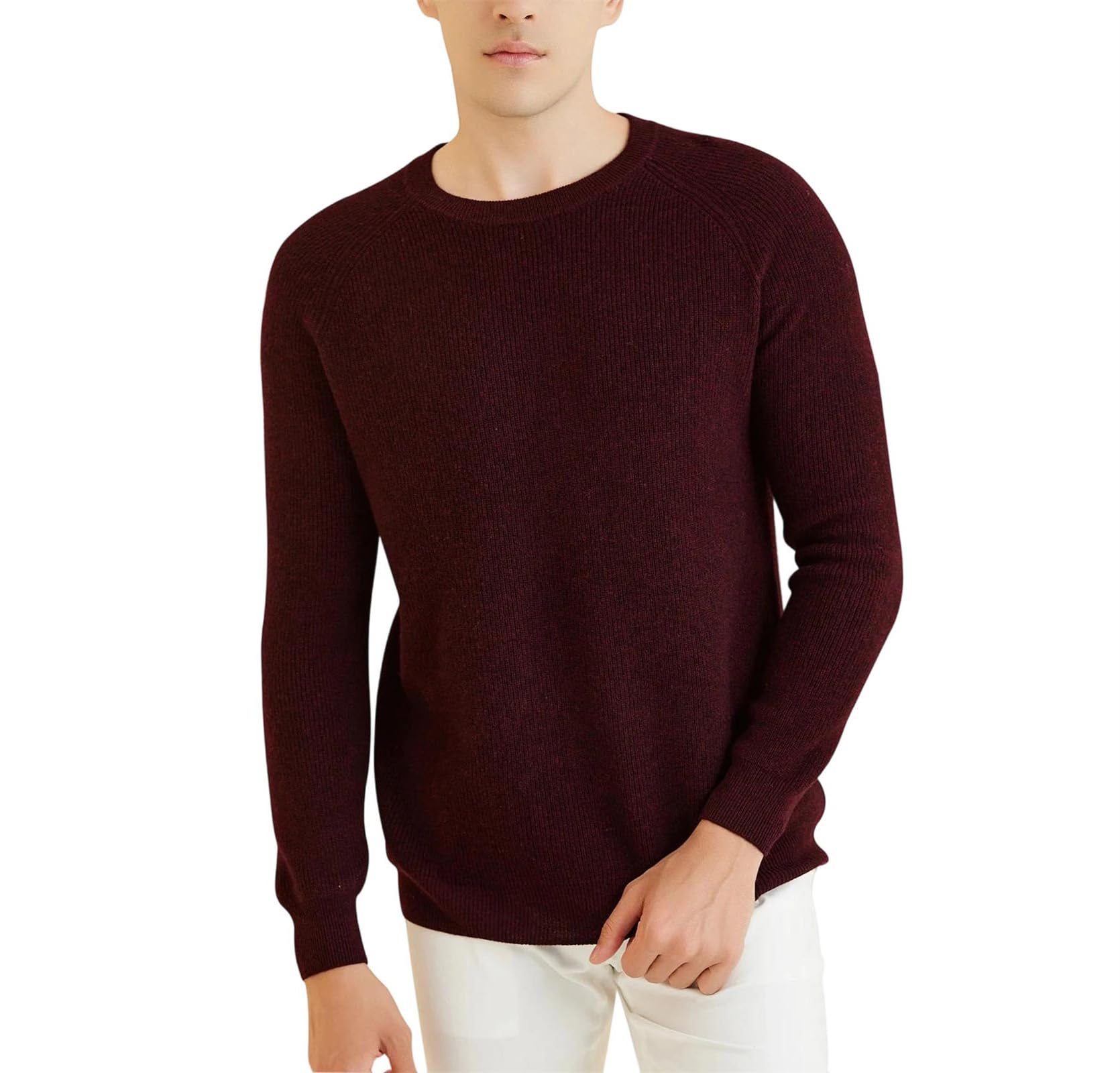 Men's Merino Wool Crewneck Knit Sweater Pullover