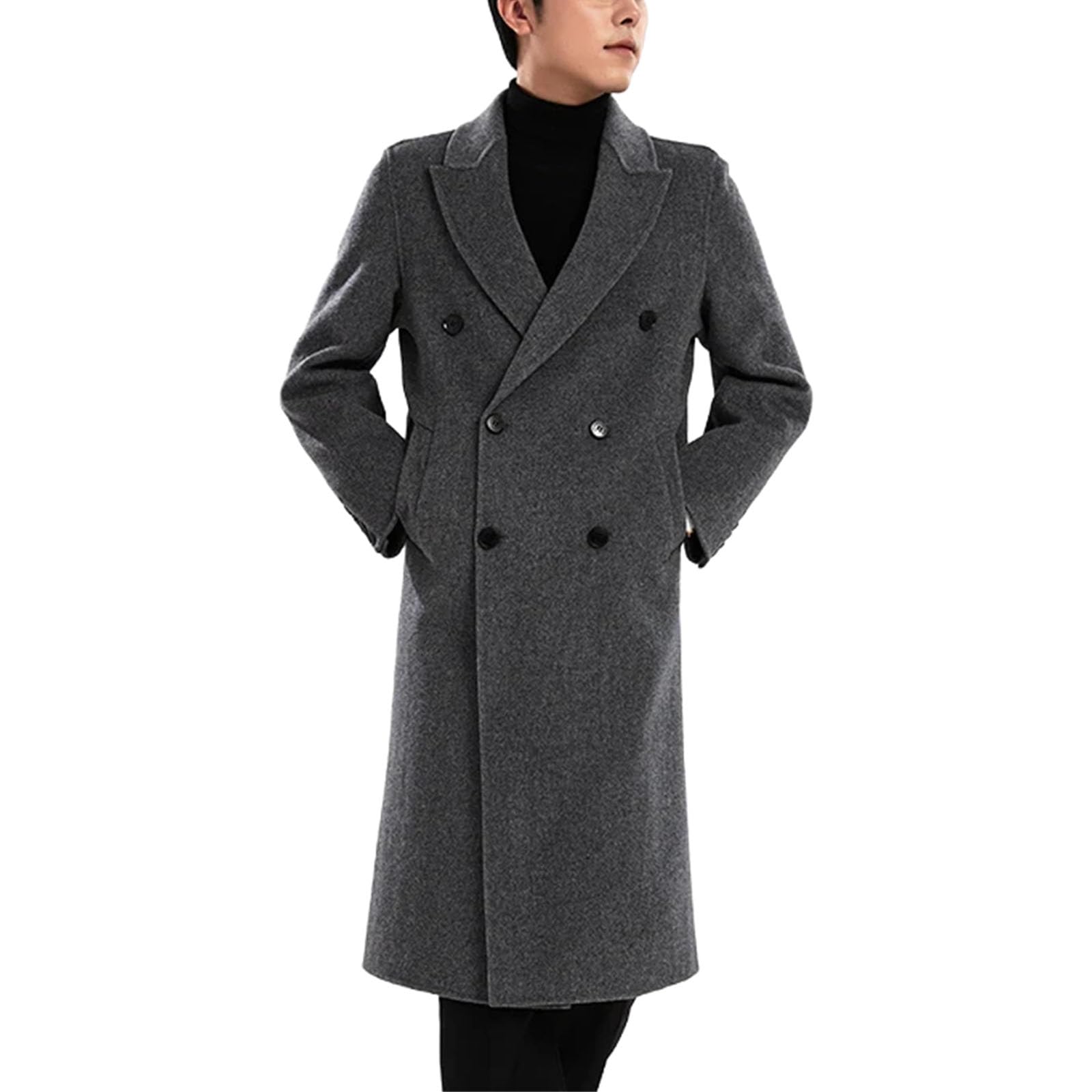 Men's Wool Blend Pea Coat Winter Jacket