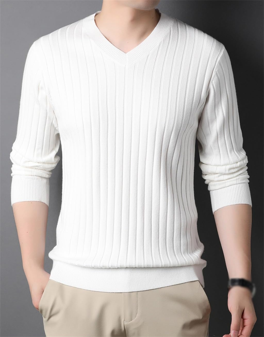 SIDUFHAOPKLL Men's Knitwear Sweater Casual Soft Warm V-Neck Pullover