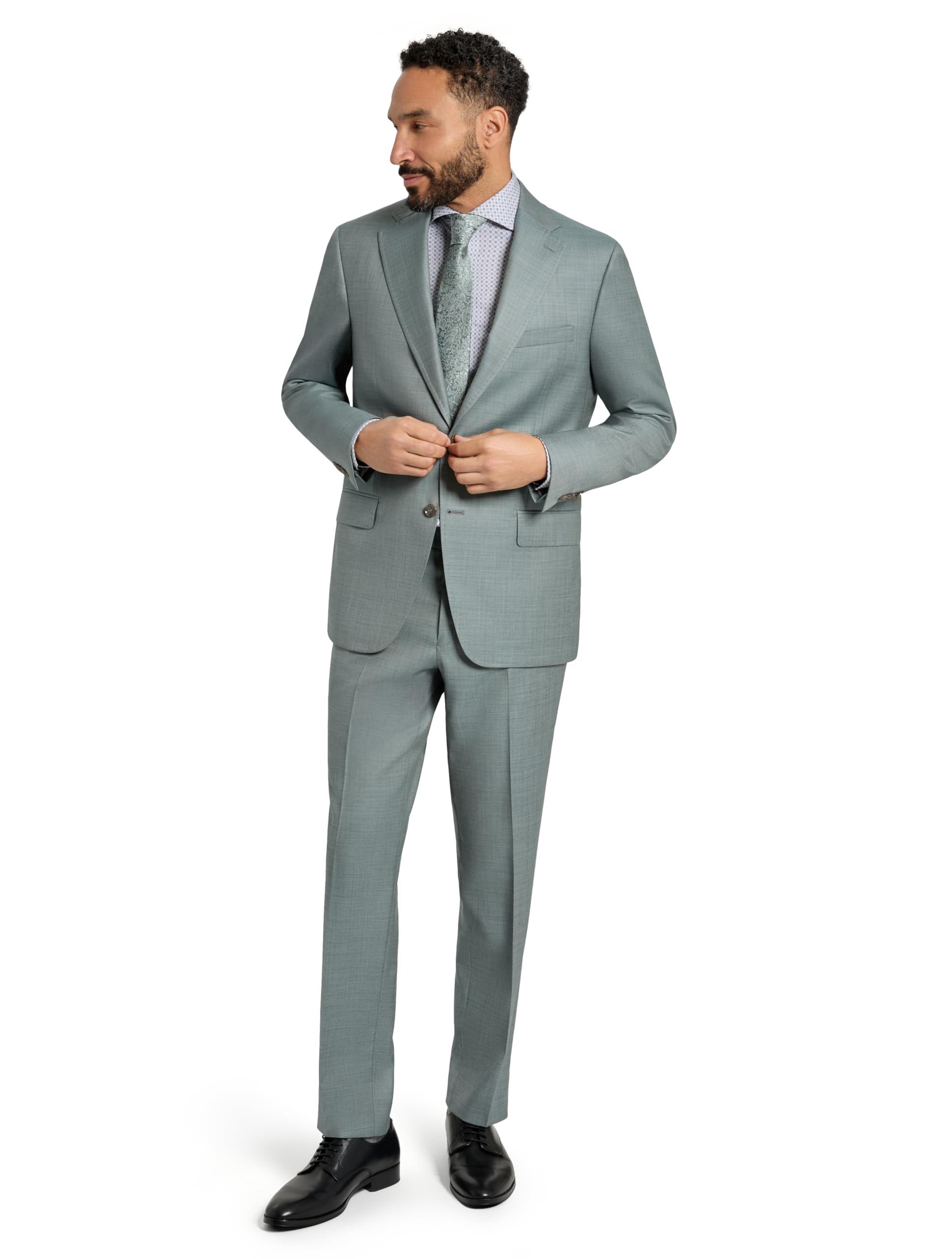 Men's Italian Wool 2-Piece Suit Classic Fit Formal Set