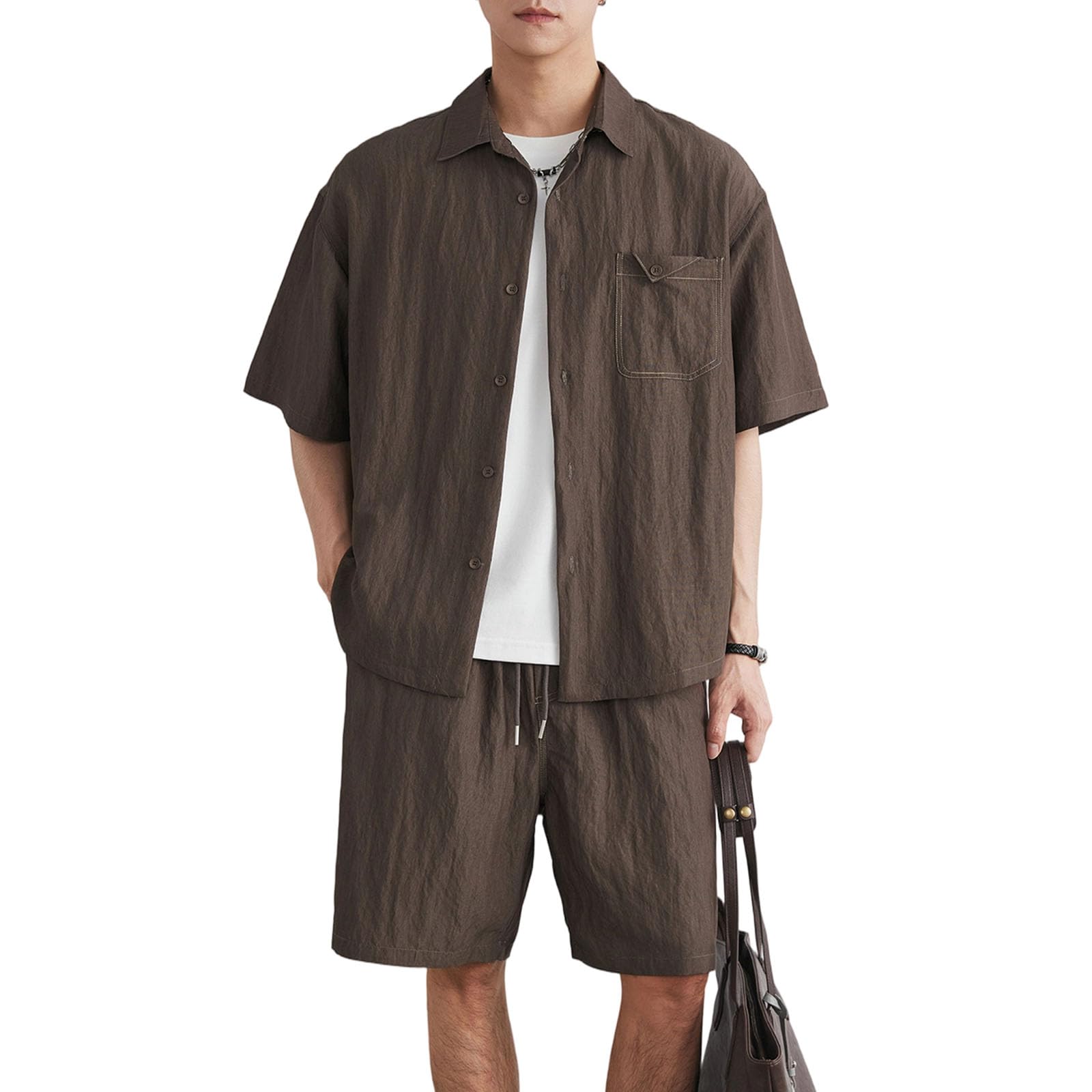 Men's Short Sleeve Shirt & Shorts 2-Piece Set