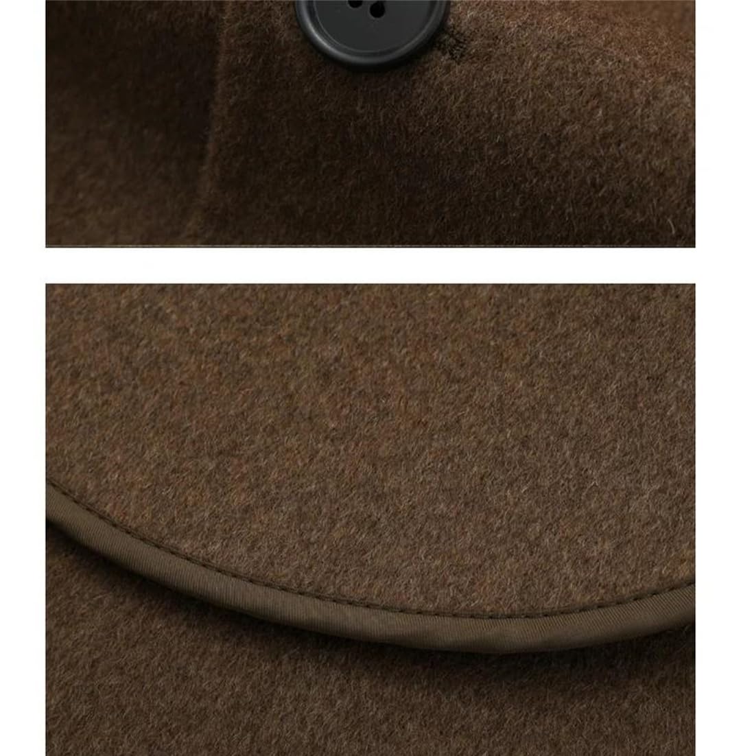 Men's Double-Breasted Wool Trench Coat Slim Fit Overcoat