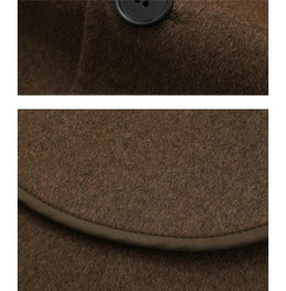 Men's Double-Breasted Wool Trench Coat Slim Fit Overcoat