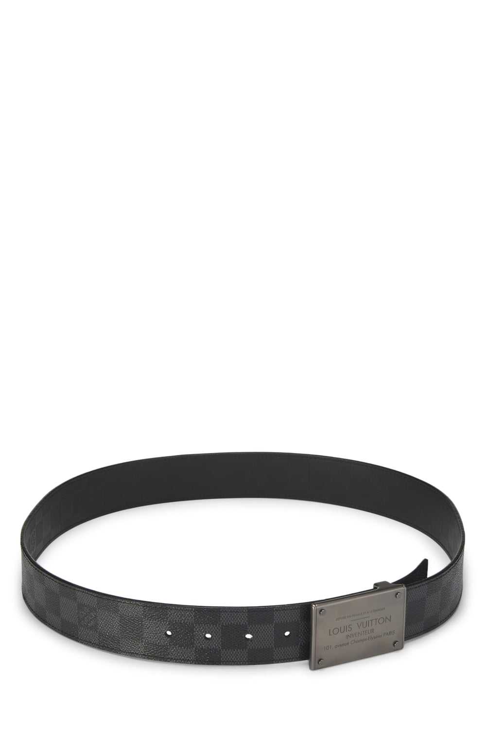 Louis Vuitton, Pre-loved Back Damier Graphite Neo Inventeur Reversible Belt 90, Black