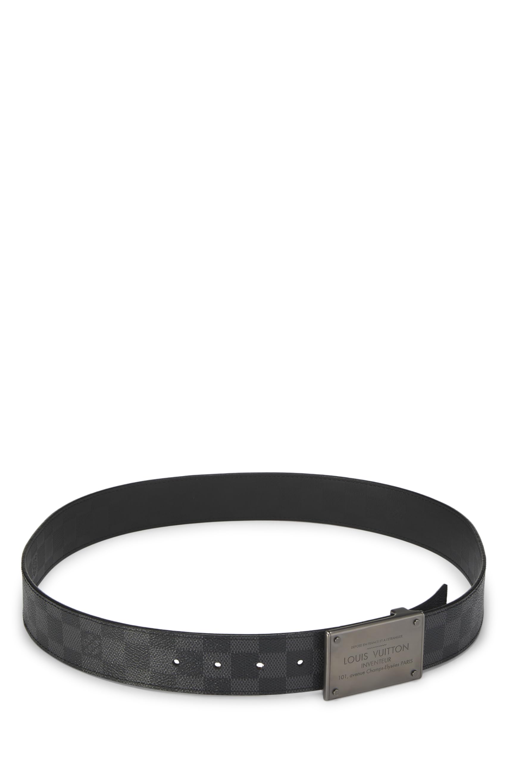 Louis Vuitton, Pre-loved Back Damier Graphite Neo Inventeur Reversible Belt 90, Black