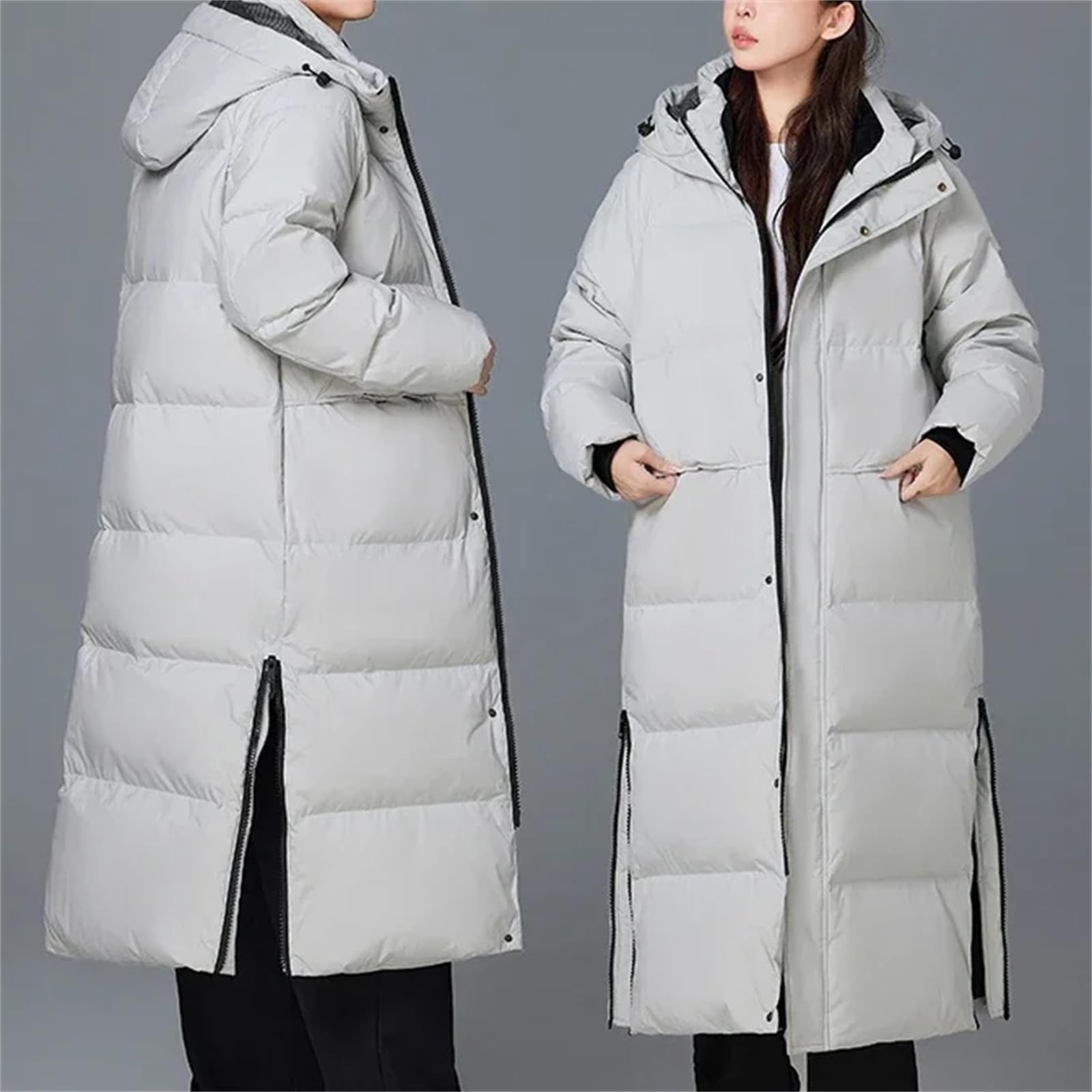 Men's Long Duck Down Padded Jacket - Casual Warm Puffer Parka Jacket For Winter