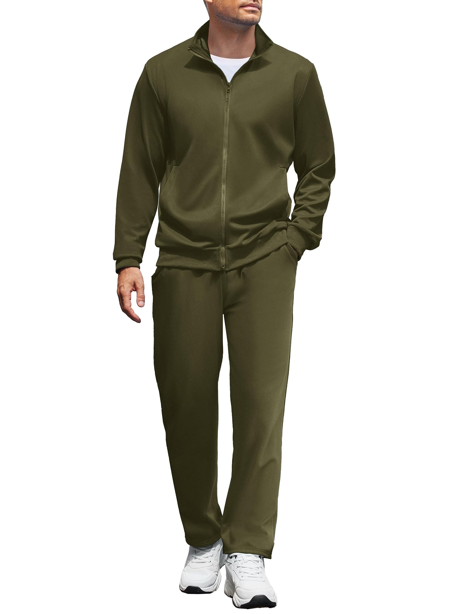 Men's Full Zip Athletic Tracksuit 2-Piece Set