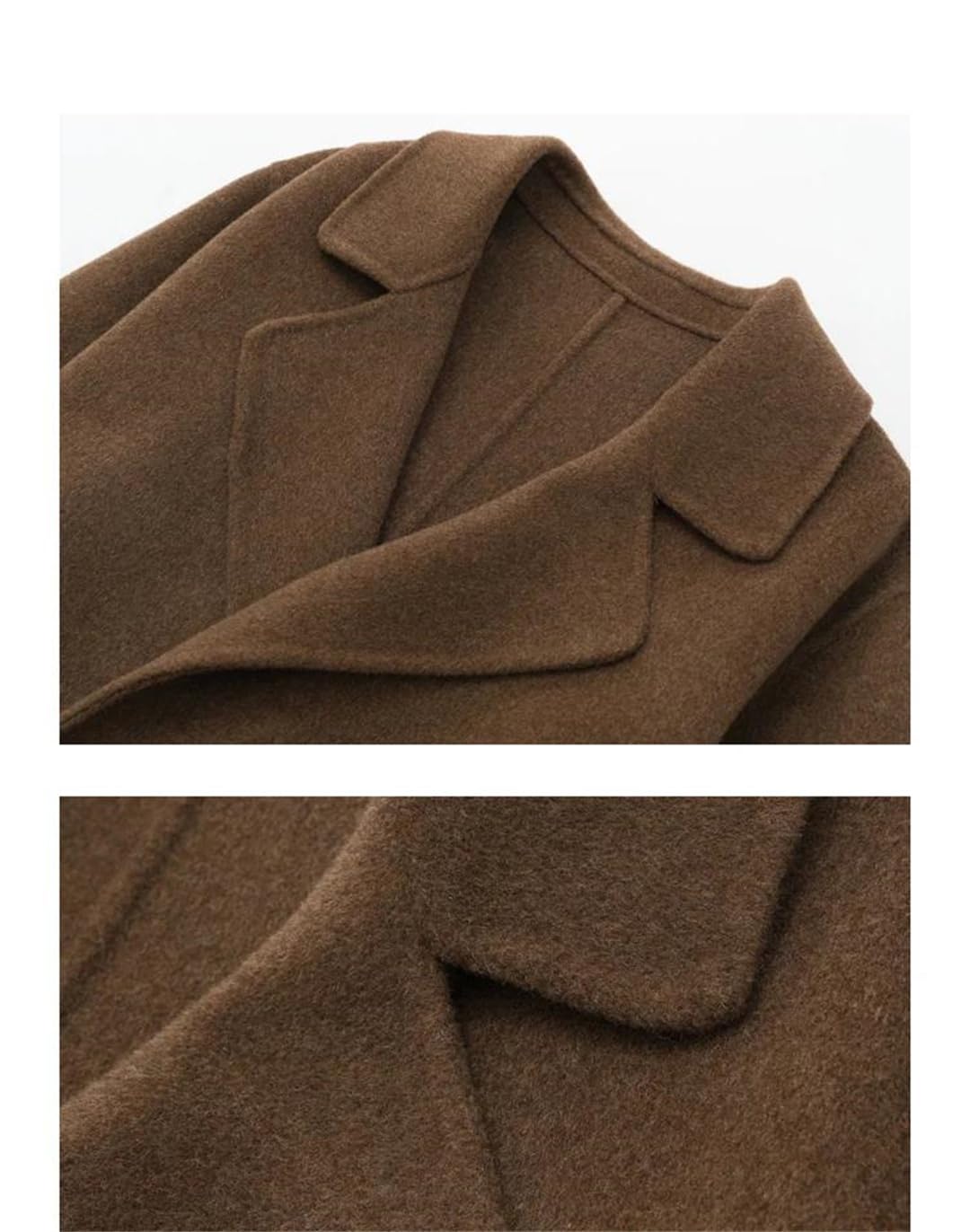 Men's Double-Breasted Wool Trench Coat Slim Fit Overcoat