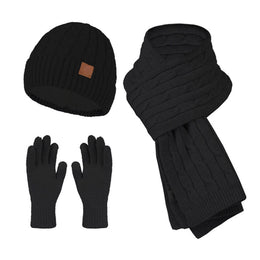Women's Knit Hat Scarf & Touchscreen Gloves Set