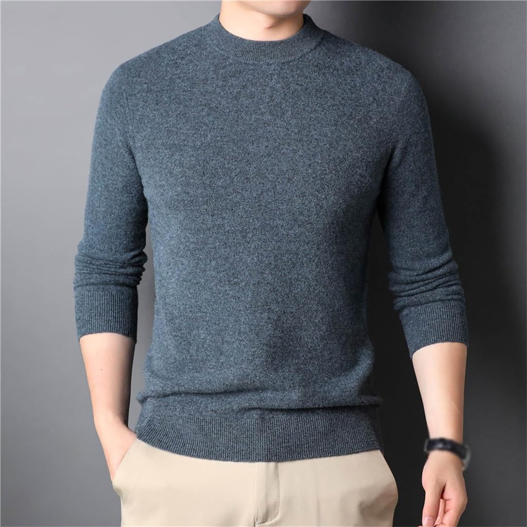 SIDUFHAOPKLL Autumn and Winter Thickened Warm Jumper Wool Casual O-Neck Pullover Men's Fleece Knit Sweater Knitwear