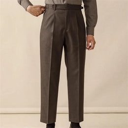 Men's Wool Formal Dress Pants Straight Fit Trousers