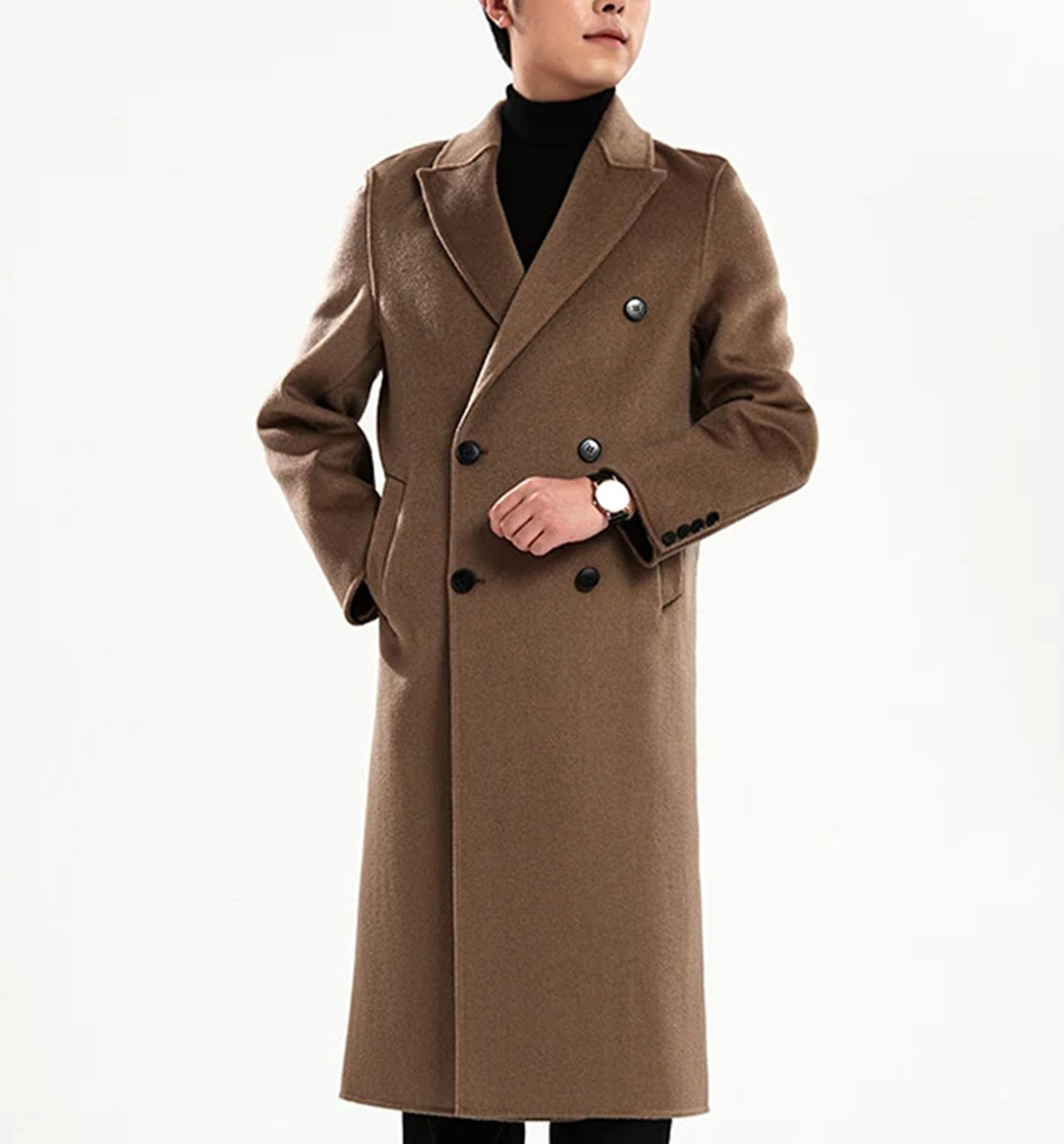 Men's Wool Blend Pea Coat Winter Jacket