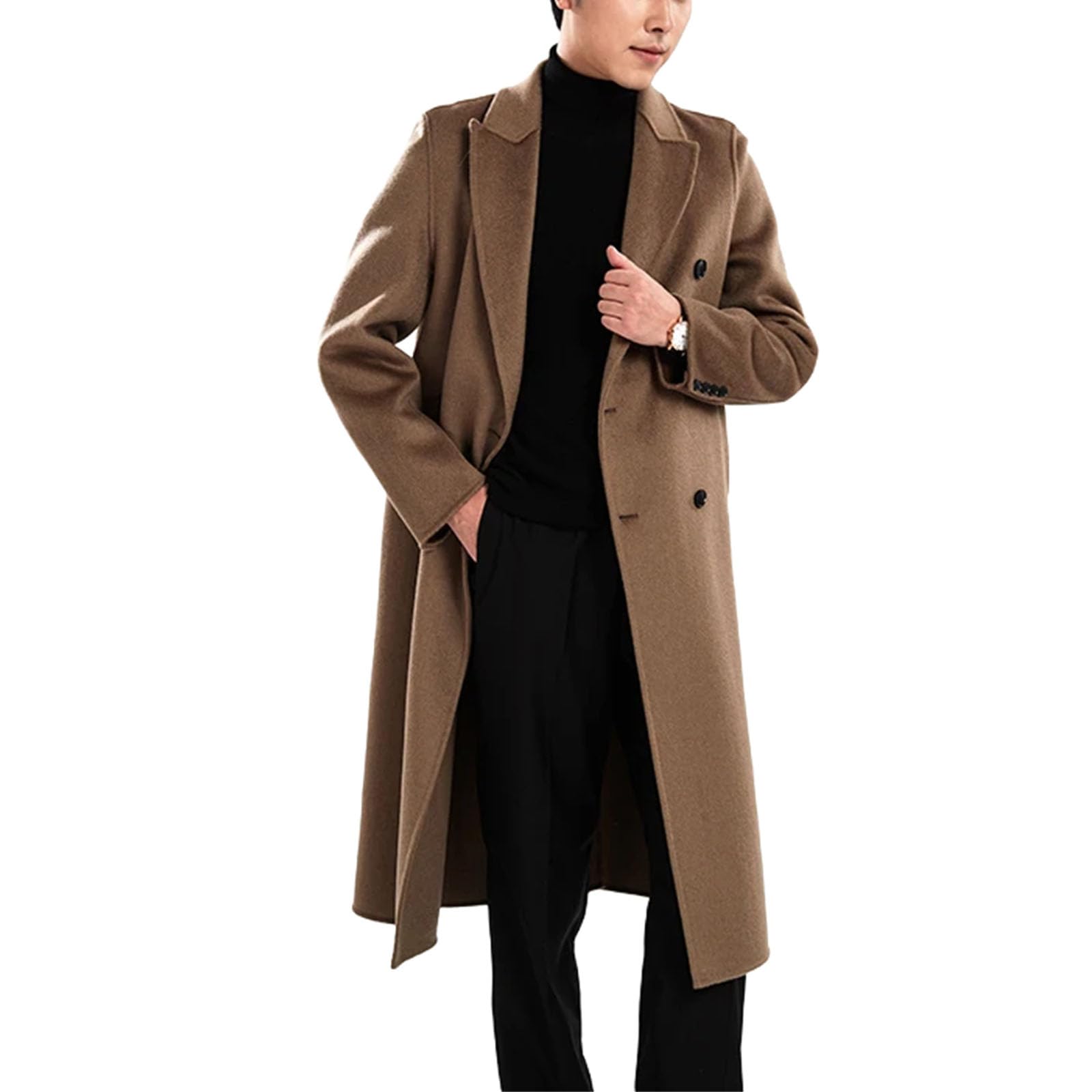 Men's Wool Blend Pea Coat Winter Jacket